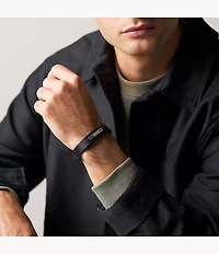 Machine Rugged Midnight Blue and Black Leather Strap Bracelet