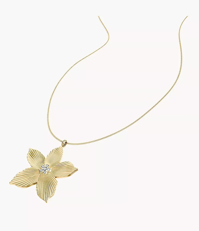 Sutton The Flower Collection Gold-Tone Stainless Steel Pendant Necklace