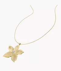 Sutton The Flower Collection Gold-Tone Stainless Steel Pendant Necklace