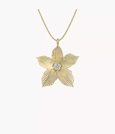 Sutton The Flower Collection Gold-Tone Stainless Steel Pendant Necklace