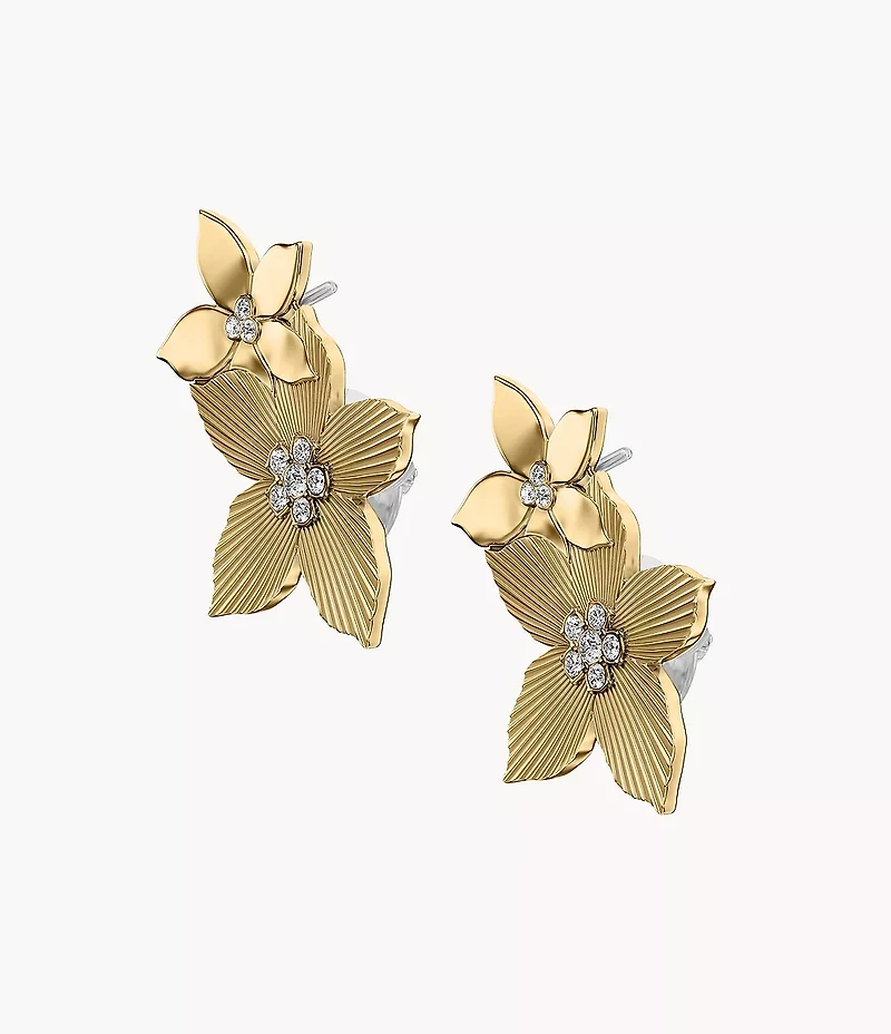 Sutton The Flower Collection Gold-Tone Stainless Steel Climber Earrings