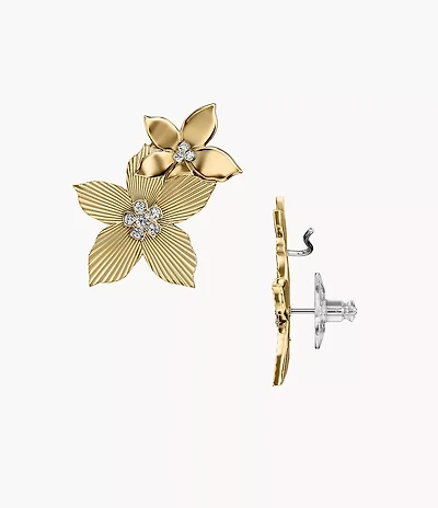 Sutton The Flower Collection Gold-Tone Stainless Steel Climber Earrings