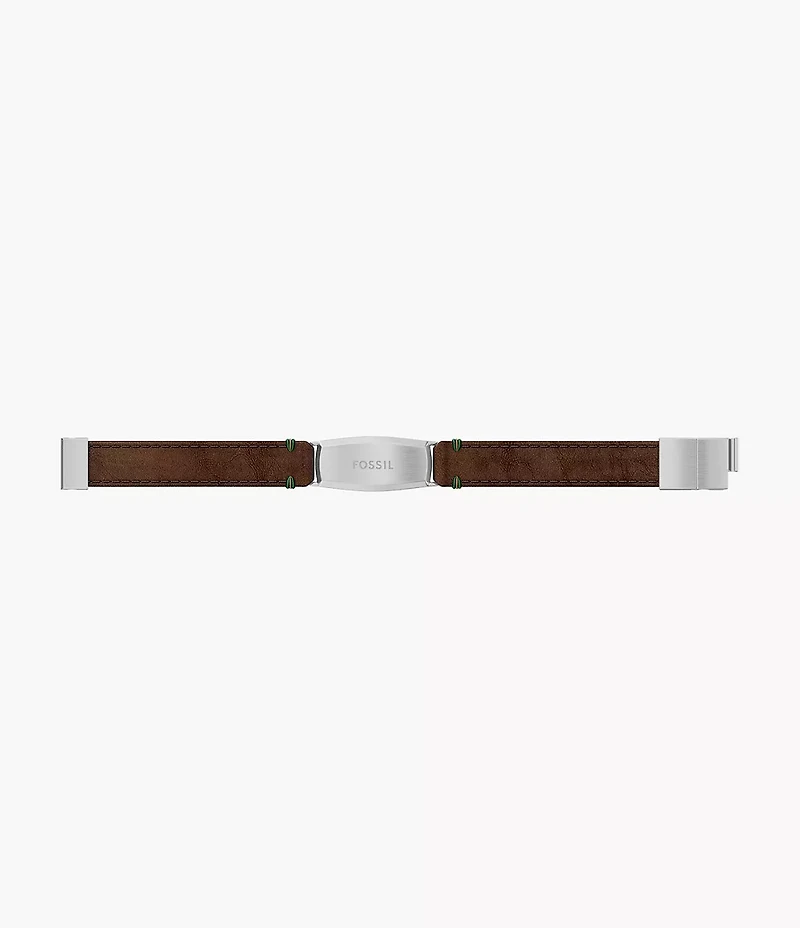 Topstitch Brown Leather ID Bracelet