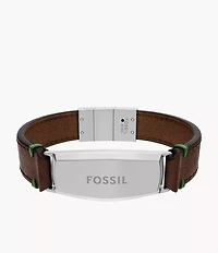 Topstitch Brown Leather ID Bracelet