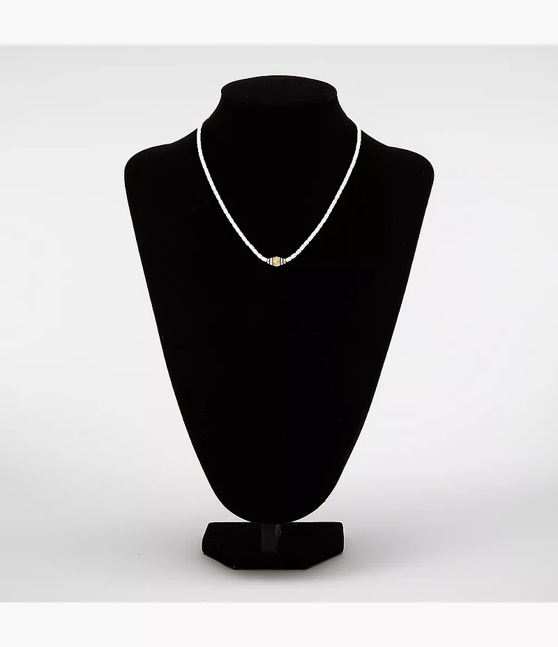 Harlow Rondelles White Acrylic Pearl Stainless Steel Station Necklace