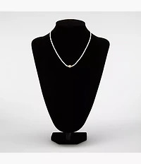 Harlow Rondelles White Acrylic Pearl Stainless Steel Station Necklace