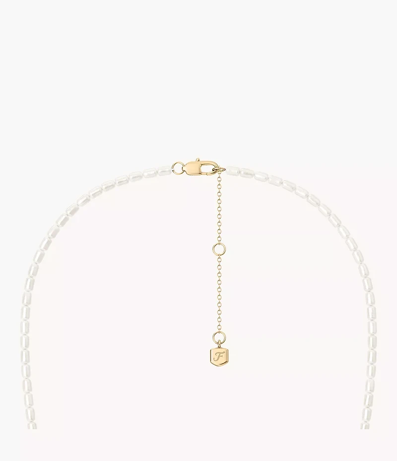 Harlow Rondelles White Acrylic Pearl Stainless Steel Station Necklace
