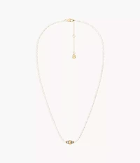 Harlow Rondelles White Acrylic Pearl Stainless Steel Station Necklace