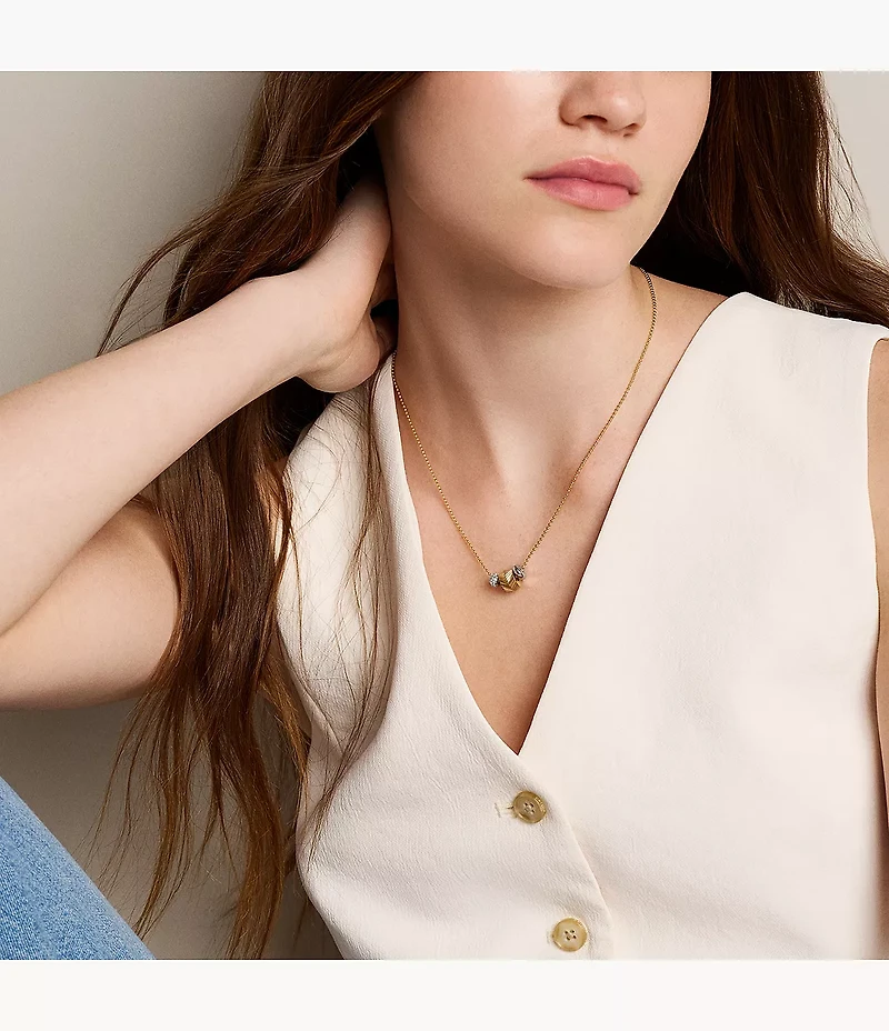 Harlow Rondelles Two-Tone Stainless Steel Station Necklace