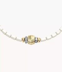 Harlow Rondelles White Acrylic Pearl Stainless Steel Station Bracelet