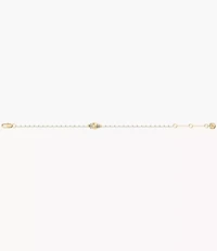 Harlow Rondelles White Acrylic Pearl Stainless Steel Station Bracelet