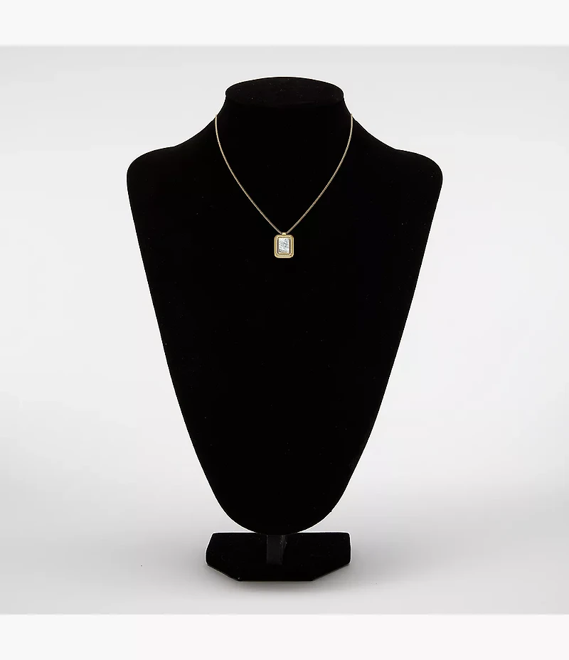 Raquel Glitz White Mother-of-Pearl Spinning Pendant Necklace