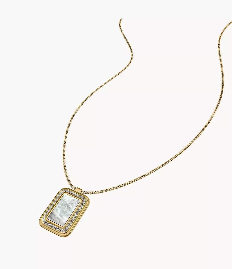 Raquel Glitz White Mother-of-Pearl Spinning Pendant Necklace