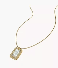 Raquel Glitz White Mother-of-Pearl Spinning Pendant Necklace