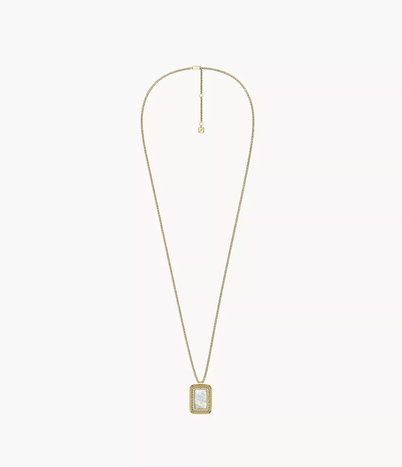 Raquel Glitz White Mother-of-Pearl Spinning Pendant Necklace