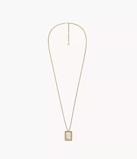 Raquel Glitz White Mother-of-Pearl Spinning Pendant Necklace