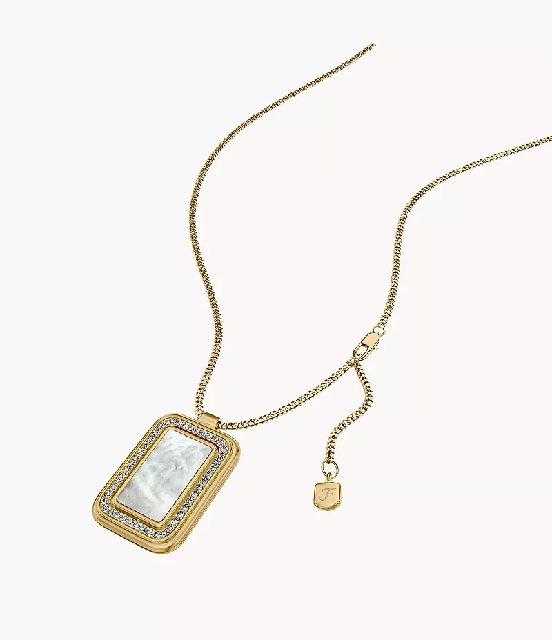 Raquel Glitz White Mother-of-Pearl Spinning Pendant Necklace
