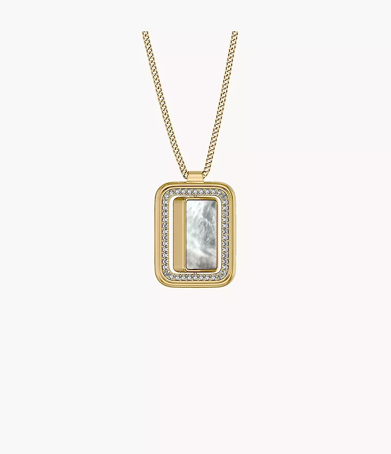 Raquel Glitz White Mother-of-Pearl Spinning Pendant Necklace