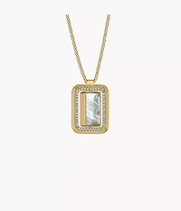 Raquel Glitz White Mother-of-Pearl Spinning Pendant Necklace