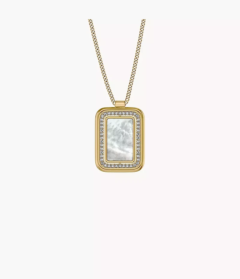 Raquel Glitz White Mother-of-Pearl Spinning Pendant Necklace