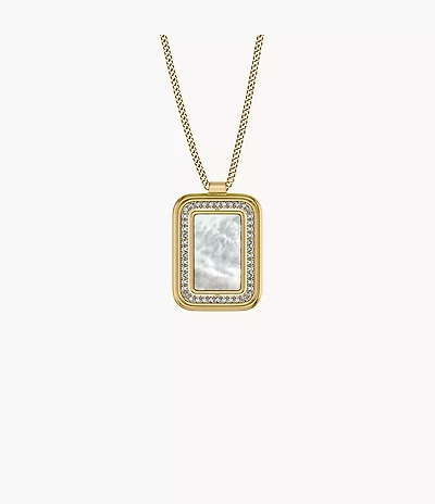 Raquel Glitz White Mother-of-Pearl Spinning Pendant Necklace