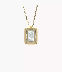 Raquel Glitz White Mother-of-Pearl Spinning Pendant Necklace