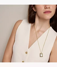 Raquel Glitz White Mother-of-Pearl Spinning Pendant Necklace