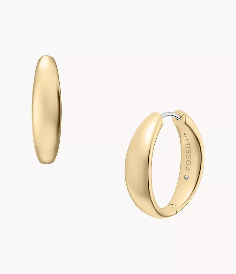 Ellis Domed Collection Gold-Tone Stainless Steel Hoop Earrings