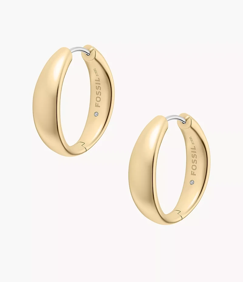Ellis Domed Collection Gold-Tone Stainless Steel Hoop Earrings