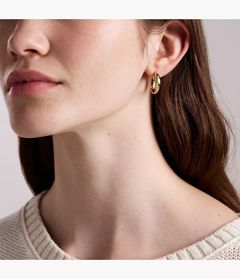 Ellis Domed Collection Gold-Tone Stainless Steel Hoop Earrings