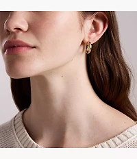 Ellis Domed Collection Gold-Tone Stainless Steel Hoop Earrings
