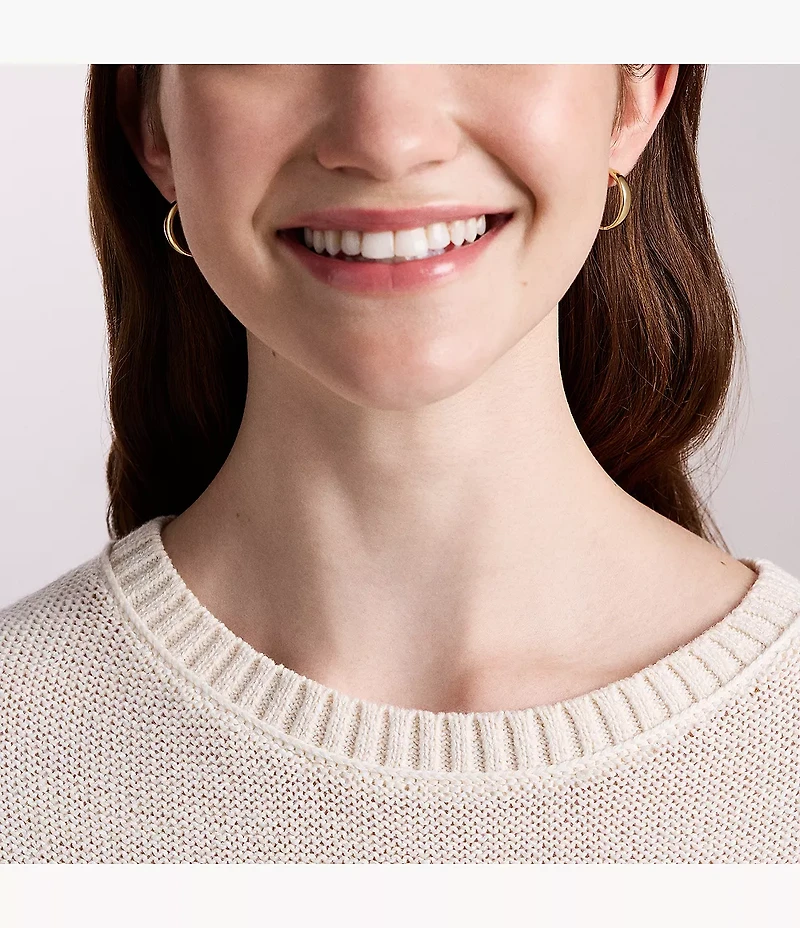 Ellis Domed Collection Gold-Tone Stainless Steel Hoop Earrings