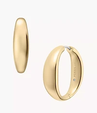 Ellis Domed Collection Large Gold-Tone Stainless Steel Hoop Earrings