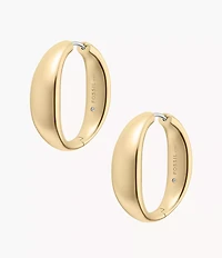 Ellis Domed Collection Large Gold-Tone Stainless Steel Hoop Earrings
