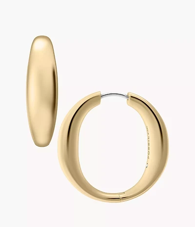 Ellis Domed Collection Large Gold-Tone Stainless Steel Hoop Earrings