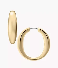 Ellis Domed Collection Large Gold-Tone Stainless Steel Hoop Earrings