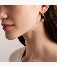 Ellis Domed Collection Large Gold-Tone Stainless Steel Hoop Earrings