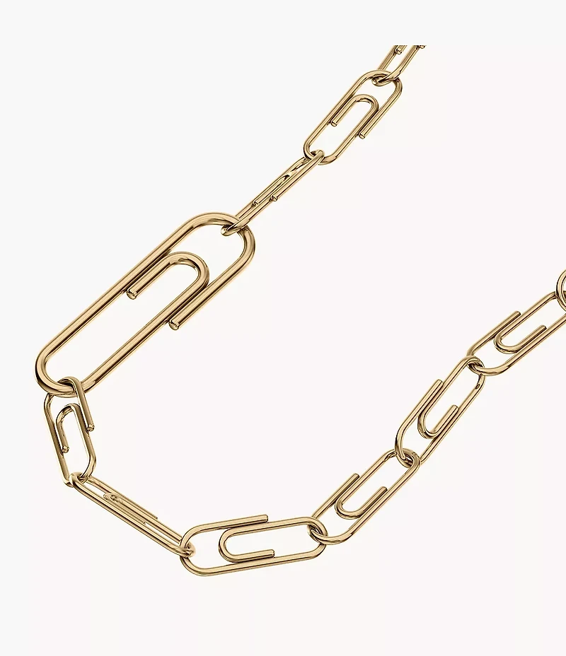 Paperclip Collection Gold-Tone Stainless Steel Chain Necklace
