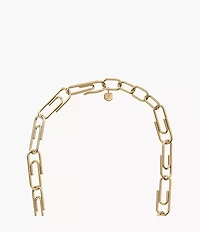 Paperclip Collection Gold-Tone Stainless Steel Chain Necklace