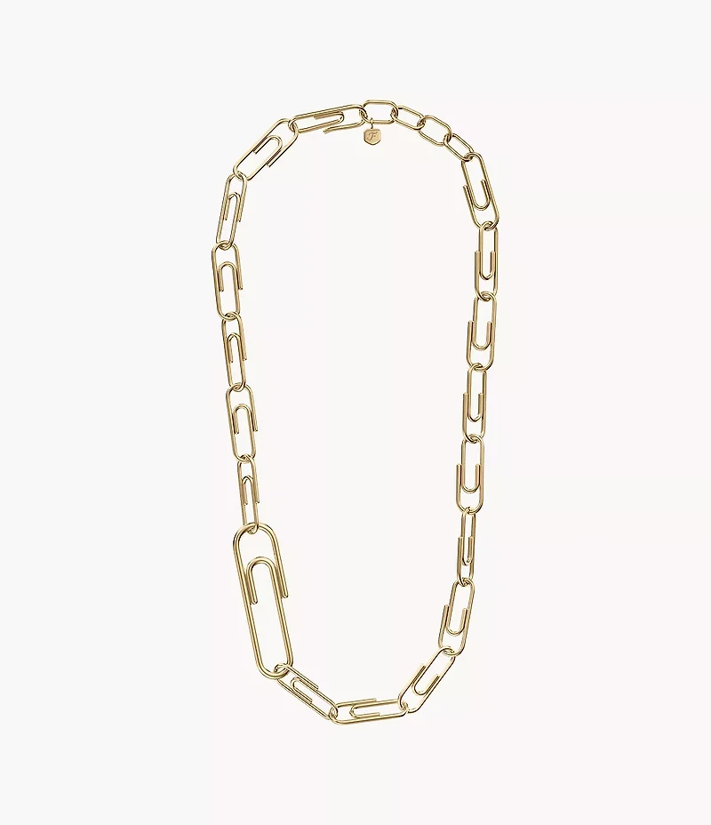 Paperclip Collection Gold-Tone Stainless Steel Chain Necklace