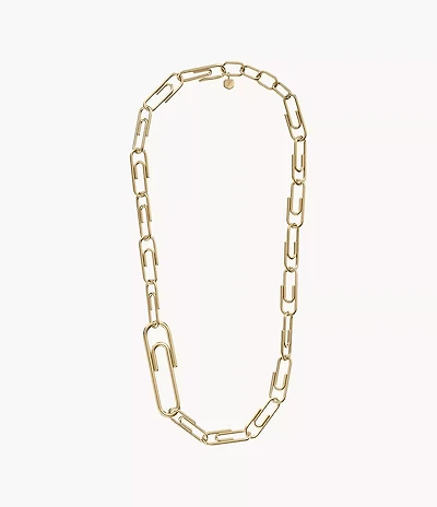 Paperclip Collection Gold-Tone Stainless Steel Chain Necklace