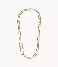 Paperclip Collection Gold-Tone Stainless Steel Chain Necklace