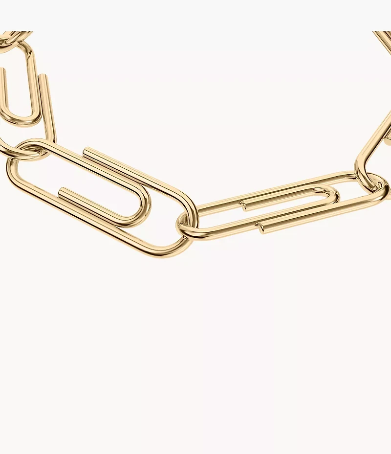 Paperclip Collection Gold-Tone Stainless Steel Chain Bracelet