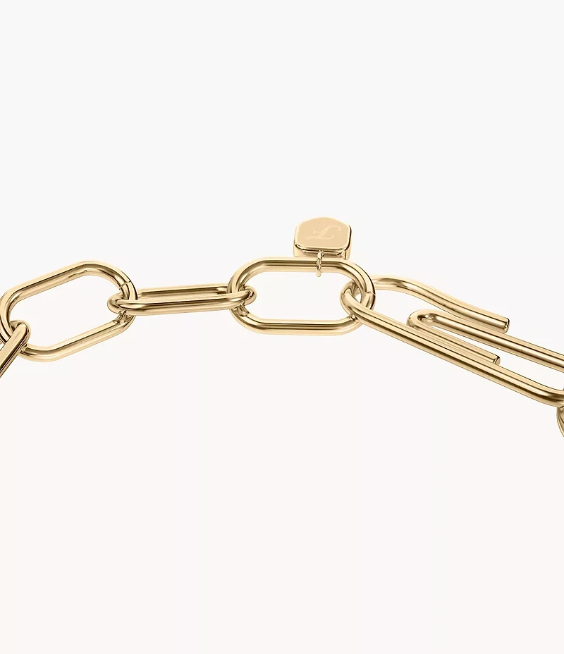 Paperclip Collection Gold-Tone Stainless Steel Chain Bracelet