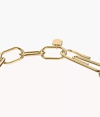 Paperclip Collection Gold-Tone Stainless Steel Chain Bracelet