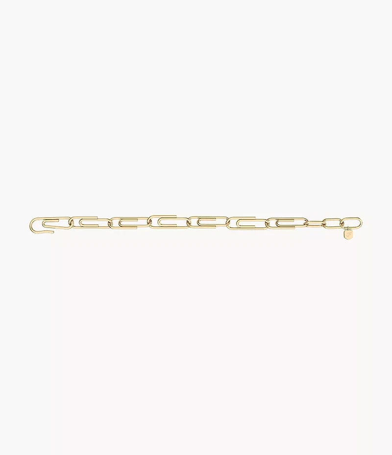 Paperclip Collection Gold-Tone Stainless Steel Chain Bracelet