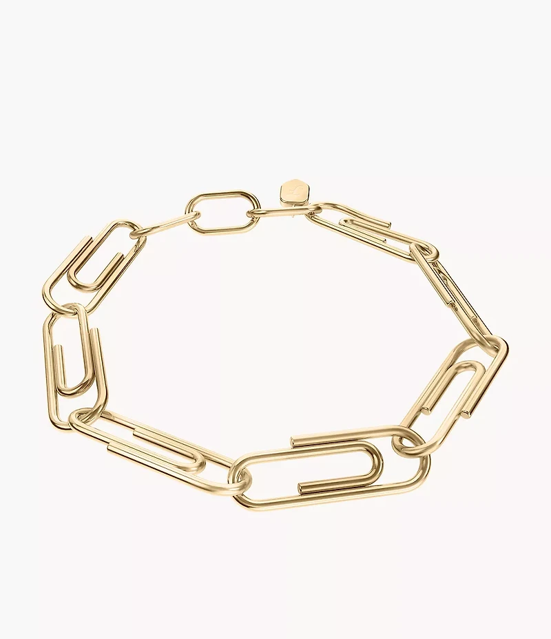 Paperclip Collection Gold-Tone Stainless Steel Chain Bracelet