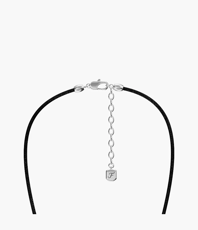 Machine Black Leather Cross Pendant Necklace