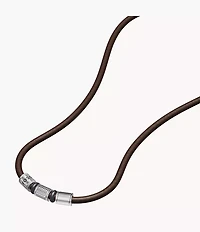 Machine Rondelles Brown Leather Station Necklace