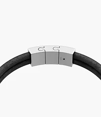 Machine Rondelles Black Leather Multi-Strand Bracelet